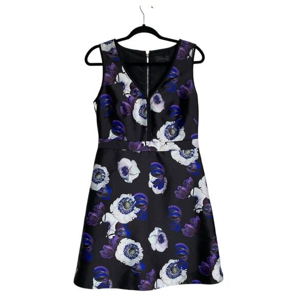 J CREW Violet Poppy A Line Brocade Dress Size 8 E4196 Party Cocktail Floral - Picture 2 of 8